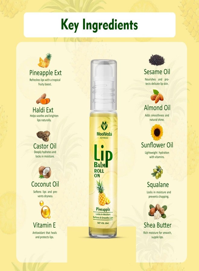 Moolveda Lip Balm Roll on with Pineapple & 100% edible ingredients & no chemicals, 10ml - Image 3
